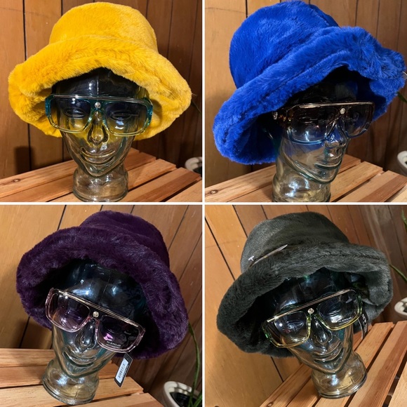 Olive Green Faux Fur Bucket Hat - Picture 15 of 16
